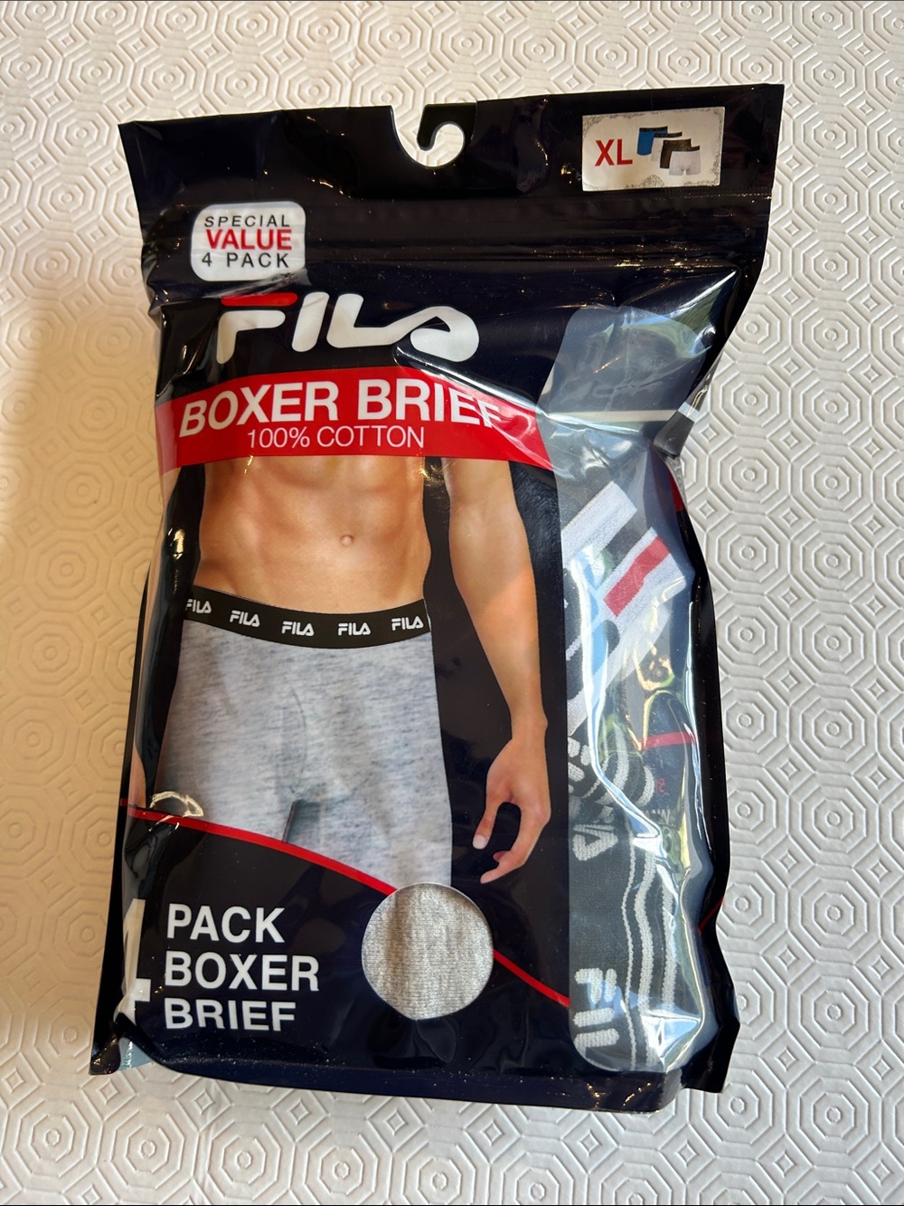 Fila Men Boxer Briefs – Gray & Black (3 of a 4-Pack) size XL